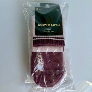 Cozy Earth Essential Quarter Socks 2-Pack Lilac Size L NWT